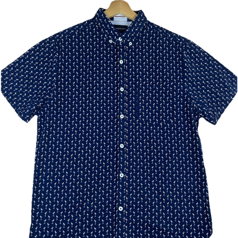 Navy Blue Patterned Men's Shirt